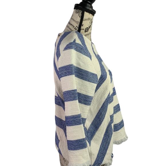 ZARA BASIC COLLECTION Women's Size Small Blouse Aztec 3/4 Sleeve Raw Hem Striped - Picture 6 of 11